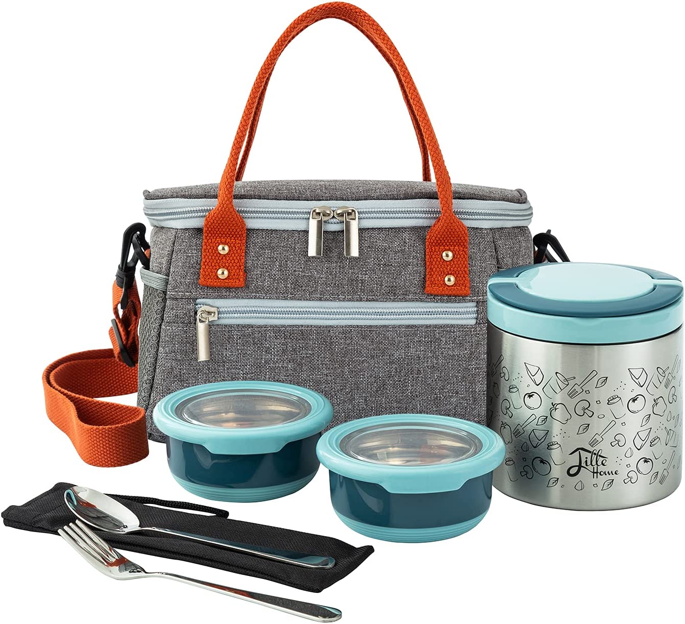 Portable Insulated Lunch Container Set Stackable Stainless Steel
