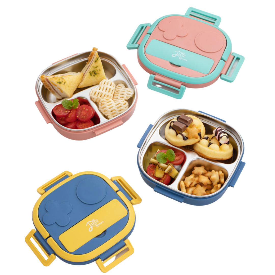 Lille Home Stackable Compartment Lunch Box With Lunch Bag, Cutlery Set