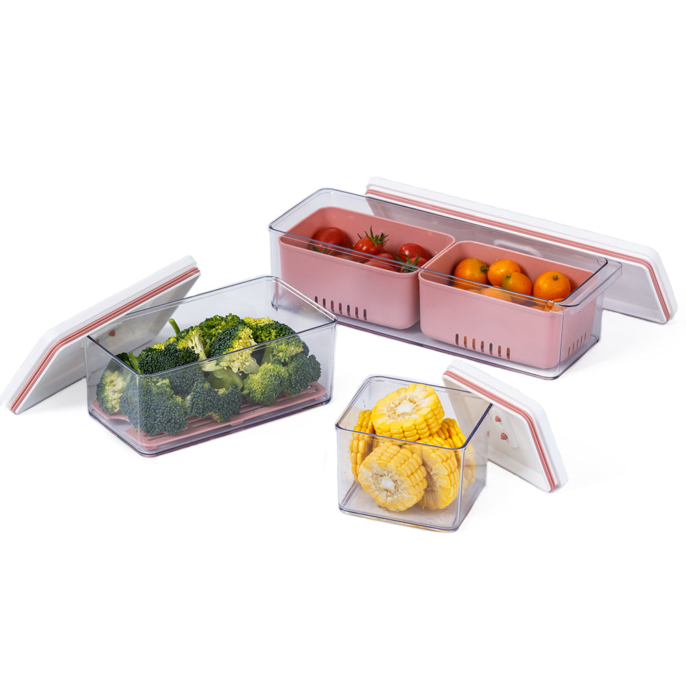 LITPRIN Fridge Produce Saver with Organizer Basket and Vented Lids, Fresh  Keeper Containers, Storage Organizer, Fresh Saver, 8L Organizer Bins for