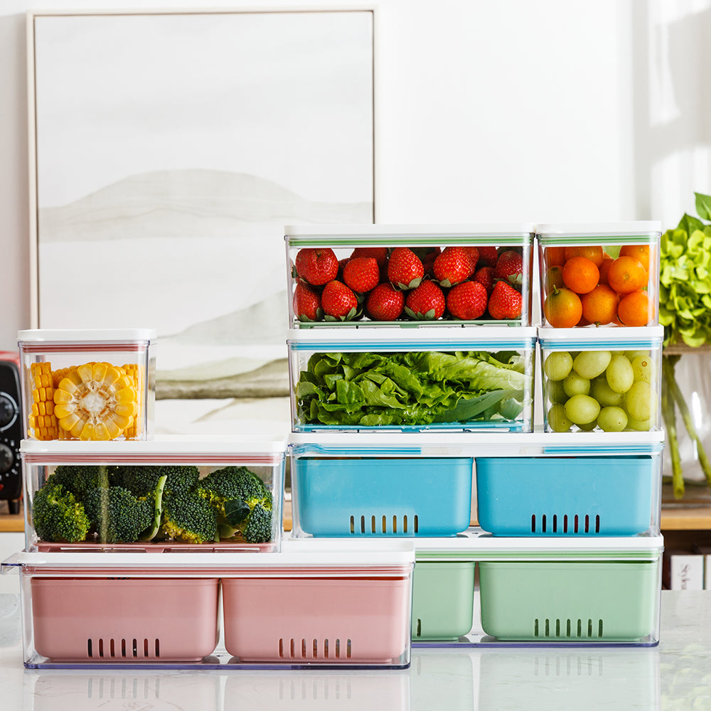 Fridge Produce Saver Food Storage Bin Containers, Stackable Refrigerator  Freezer