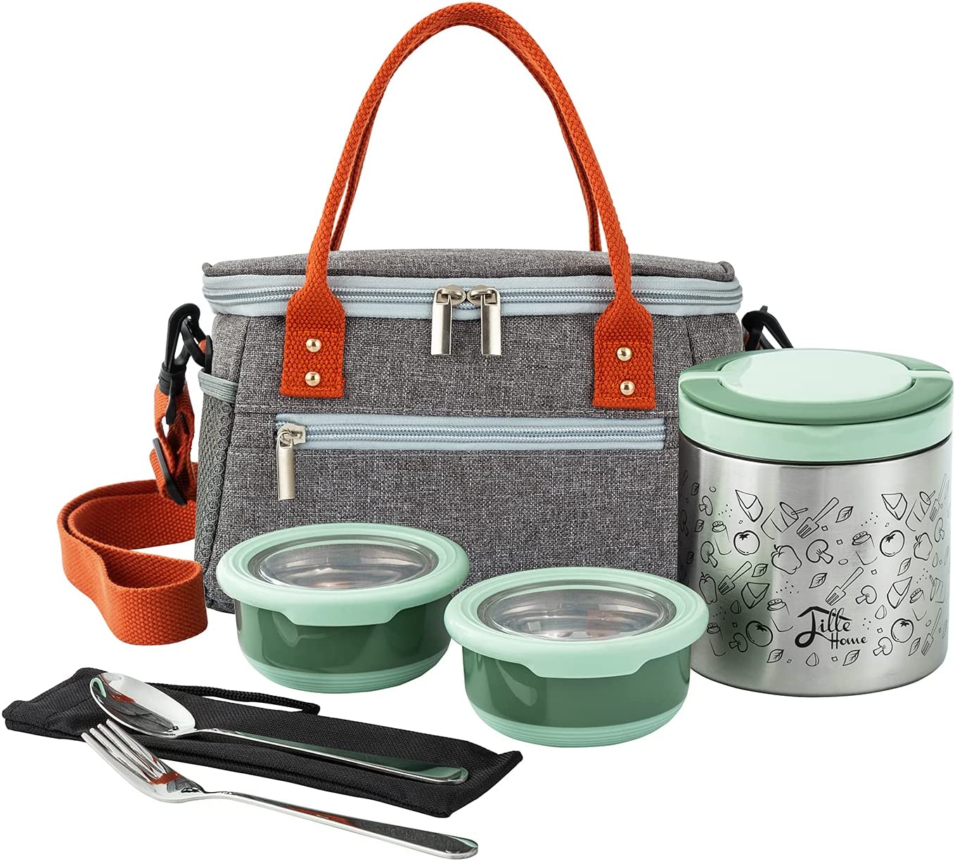 Lille Home Lunch Box Set, A Vacuum Insulated Bento/Snack Box Keeping F