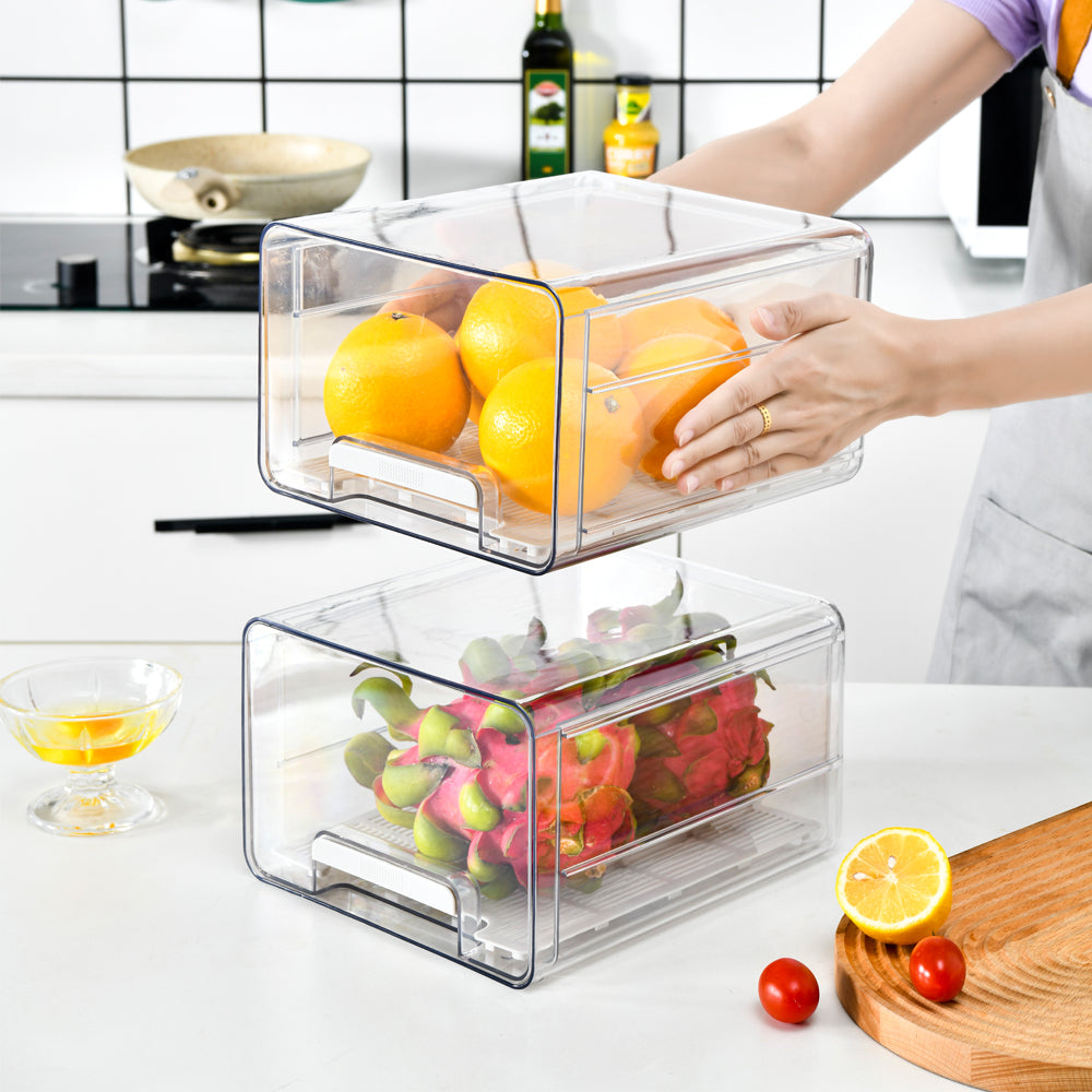 Refrigerator Food Storage Container Refrigerator Organizer Bins Stackable  Fridge Food Storage Box With Hand Kitchen Accessories